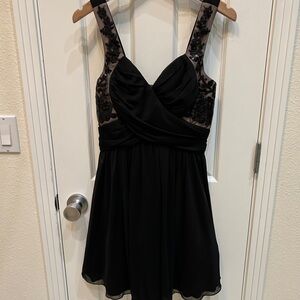 Trixxi Black Dress with Lace Appliqué